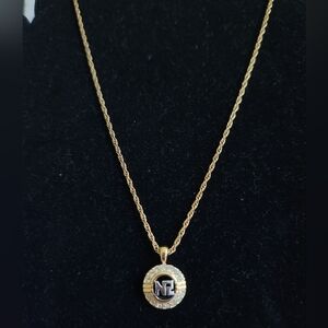 Nina Ricci Gold Tone Necklace With Crystal Accents